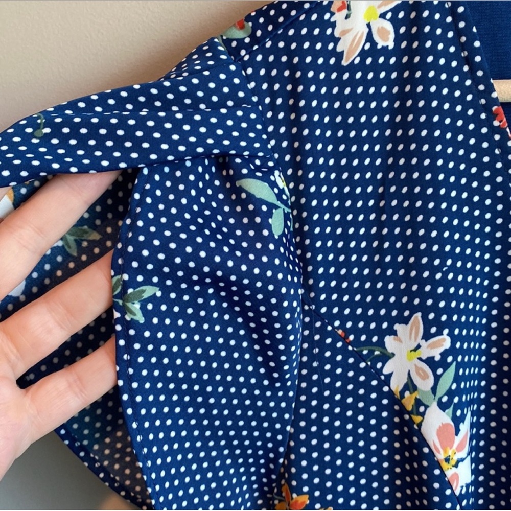 City Chic Sweet Spot Floral Retro Dress blue